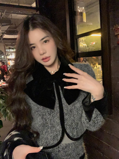 Qiu Rouyao sweet and spicy fragrance suit female 2022 new high-grade woolen short coat skirt female two-piece set