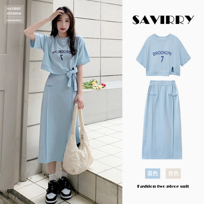 Summer women's clothing 2023 slightly fat and thin tea-style wear lively age-reducing salt-style light mature dress two-piece suit