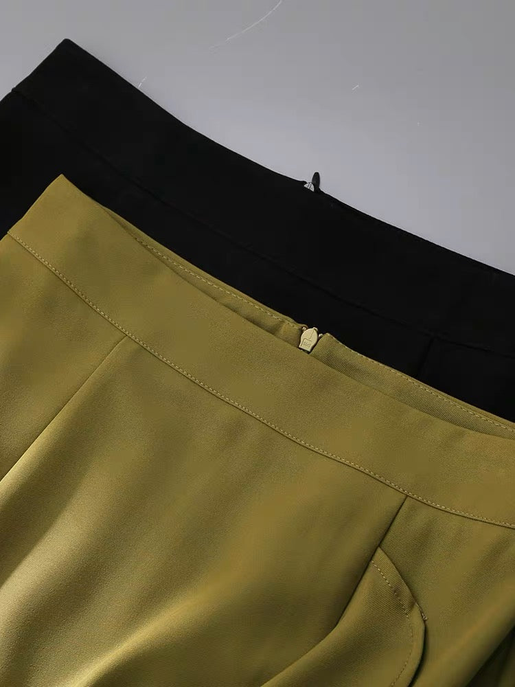 Irregular high waist and thin autumn fragrance yellow lotus leaf side wrap hip skirt women's 2023 spring and summer new mid-length skirt