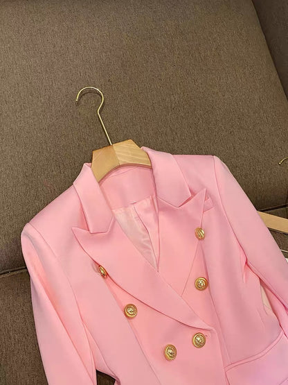 2022 foreign trade pink European goods cotton and linen profile top single-piece small suit suit jacket female 6841