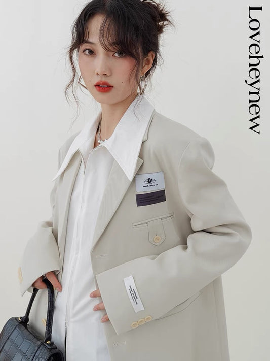 LOVEHEYNEW small suit women's 2022 spring new silhouette casual loose net red small suit jacket 1403