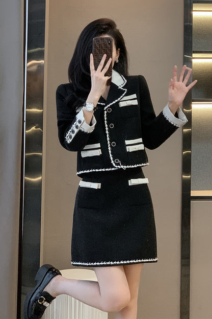 French temperament ladies short suit jacket skirt two-piece set 2022 autumn and winter new small fragrance suit women