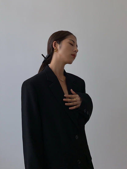 HUYIFAN black suit jacket female 2023 spring new Korean version loose retro casual thin small suit