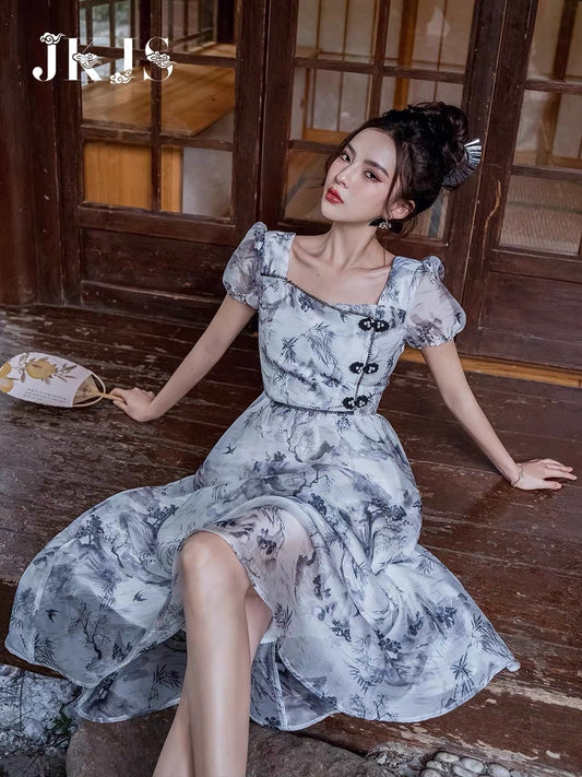 Improved cheongsam women's summer young temperament high-end girls 2022 new Chinese style new Chinese dress 1524