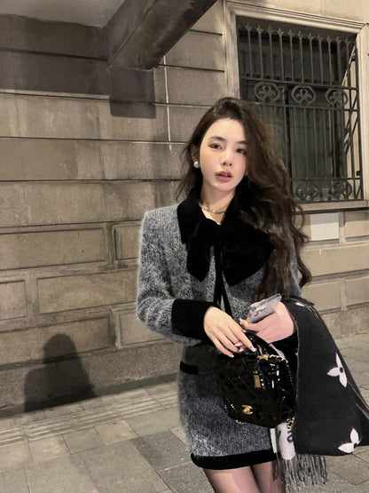 Qiu Rouyao sweet and spicy fragrance suit female 2022 new high-grade woolen short coat skirt female two-piece set