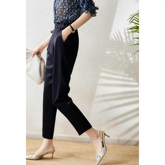 の[KZY360975AG] Good quality acetic acid cigarette pants for commuting, smooth and easy to wear and take care of