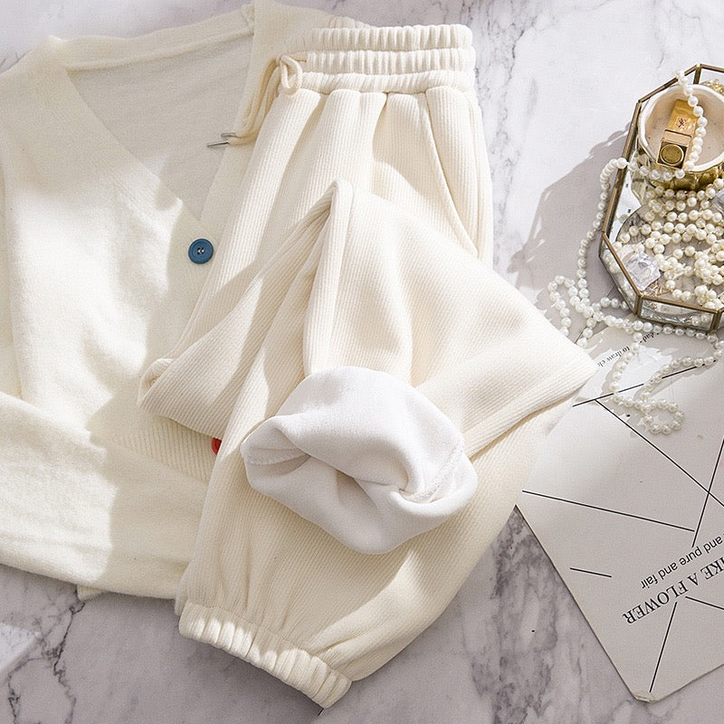 Plus velvet sports pants women's autumn and winter 2022 new thickened corduroy pants loose-fitting harem casual sweatpants