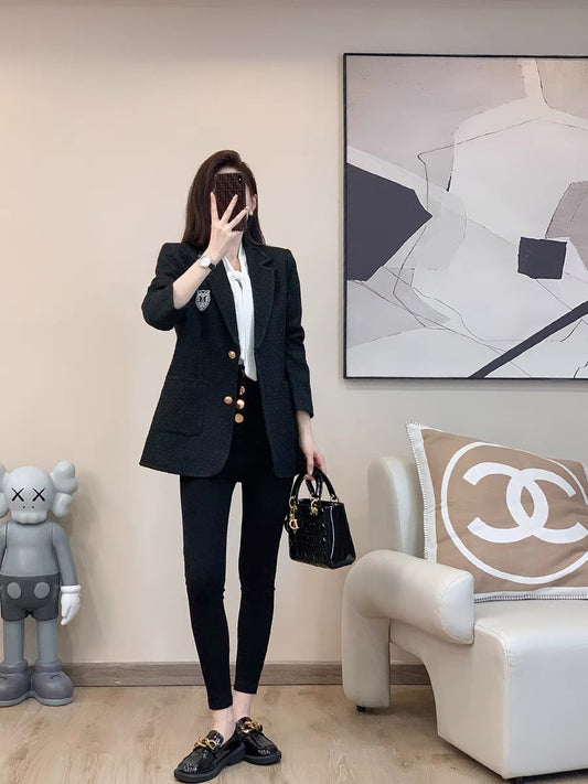 French temperament college style suit top women's 2022 autumn and winter new high-end fashion casual small suit jacket