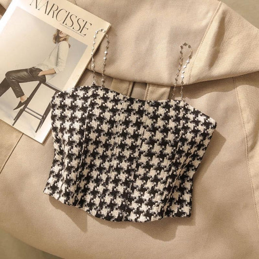 French chic and unique camisole women's inner and outer wear hot girl wrapped chest sexy design bottoming tube top top