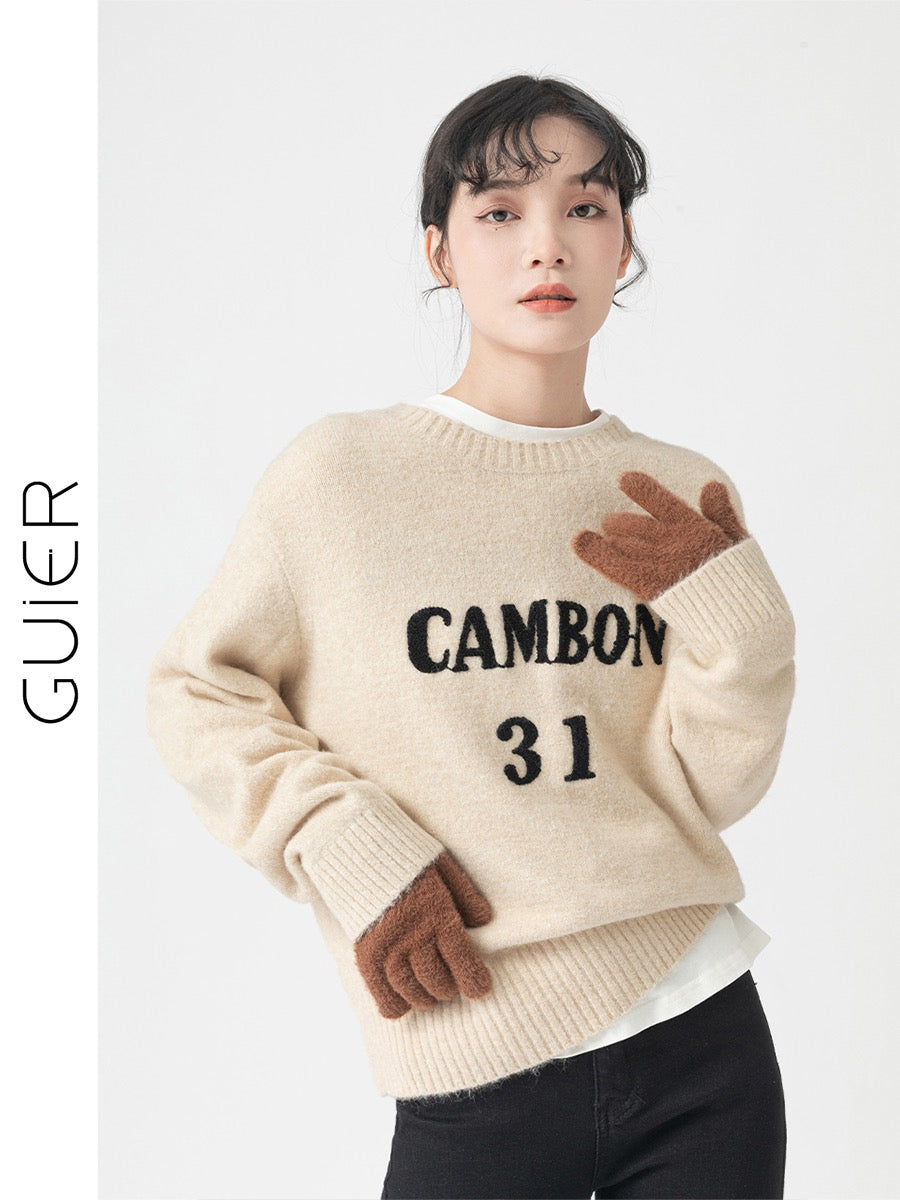 Sweater women's 2022 new autumn and winter Korean style pullover outerwear letters loose sweater women's autumn chic knitted top