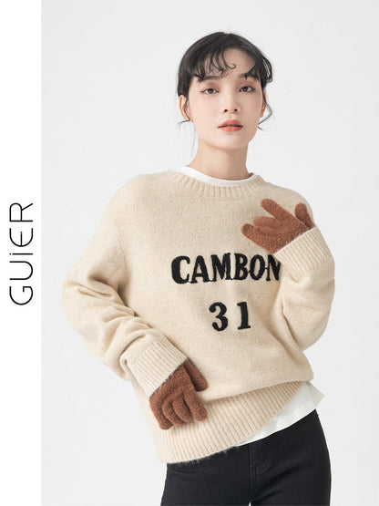 Sweater women's 2022 new autumn and winter Korean style pullover outerwear letters loose sweater women's autumn chic knitted top
