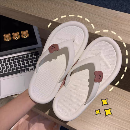 Thin strips cute cartoon flip flops female summer wear non-slip student ins trendy girls heart sandals and slippers beach shoes