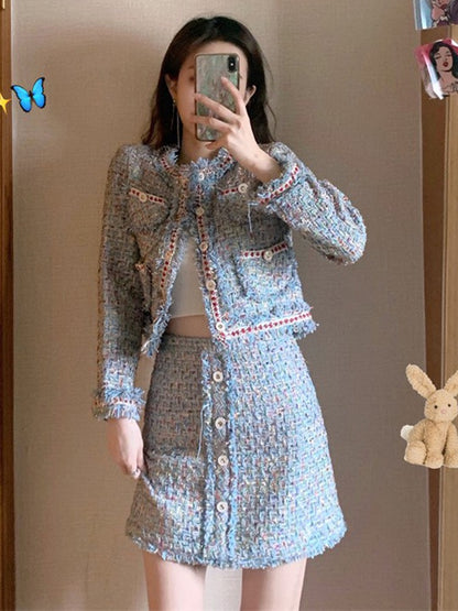 MUEL original small fragrance suit female autumn and winter 2022 new ladies fashion fashionable foreign style skirt two-piece set