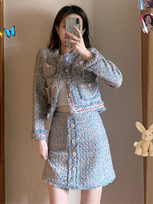MUEL original small fragrance suit female autumn and winter 2022 new ladies fashion fashionable foreign style skirt two-piece set