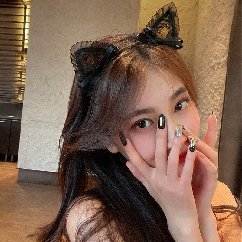 Cat ears hairpin decorative headband Internet celebrity 2022 new trendy cat headdress hair clip little wild cat headband hair accessories