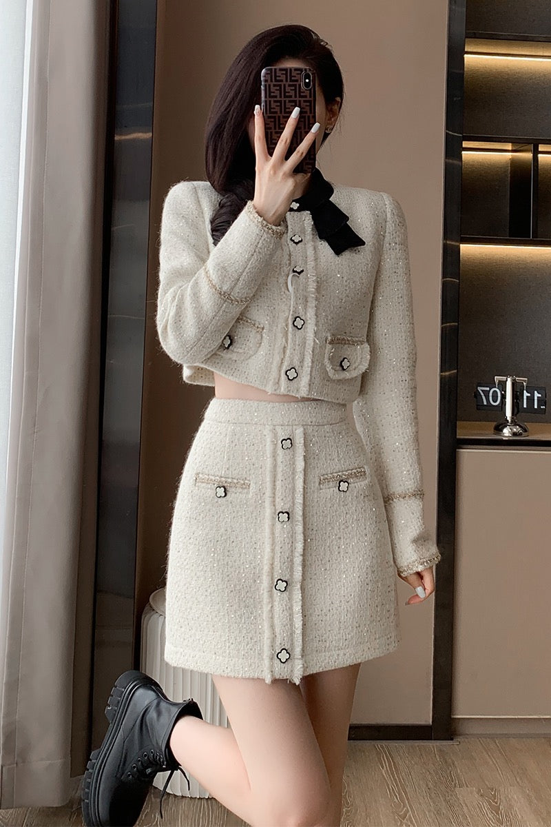 Small fragrant wind suit skirt women's autumn and winter 2022 new women's clothing small high-end temperament celebrity two-piece suit