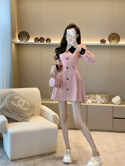 French style small fragrance dress women's 2022 autumn and winter new small waist slimming high-end French temperament skirt
