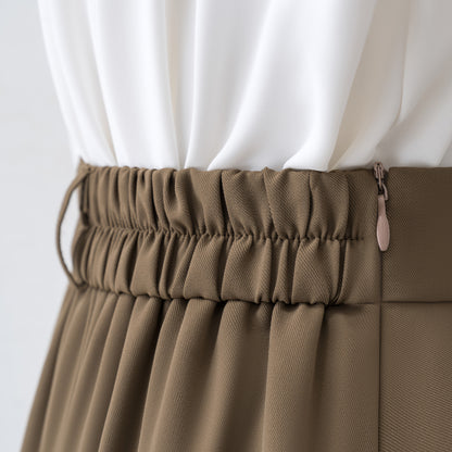 Khaki pleated skirt 2022 autumn and winter new high waist a-line skirt women's spring and autumn mid-length skirt skirt