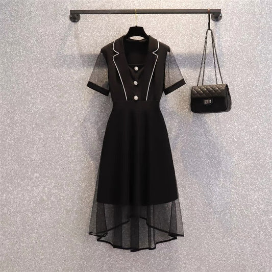 [Slightly fat girls wear] The new large-size women's clothing is thin and age-reducing, Western style, light, mature and slightly fat.