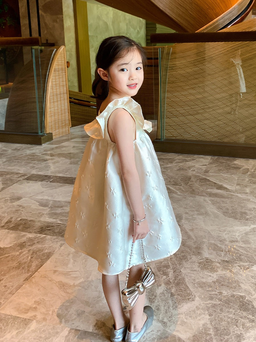 Original girl's small flying sleeve suspender skirt 2023 summer vest skirt children's high-end suspender girl dress