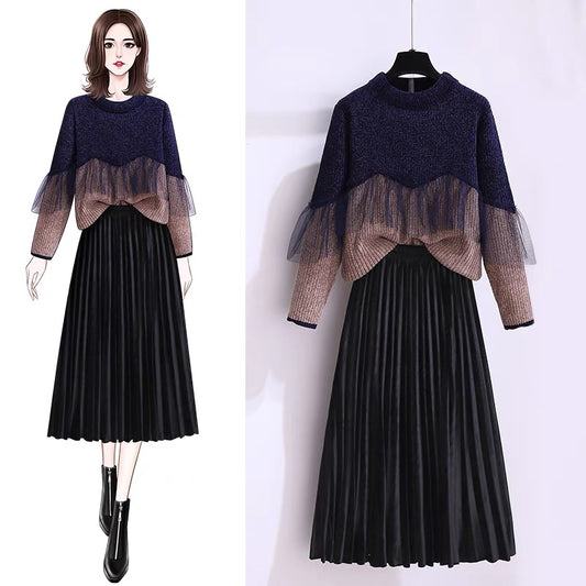 Sweater ladies autumn and winter 2022 new style lazy style design niche fake two purple bottoming sweaters
