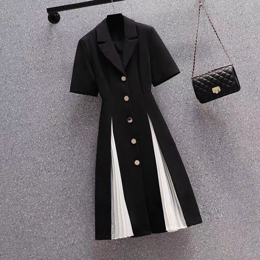 2022 large size women's summer new fashionable belly-covering slim dress fat mm age-reducing casual stitching skirt