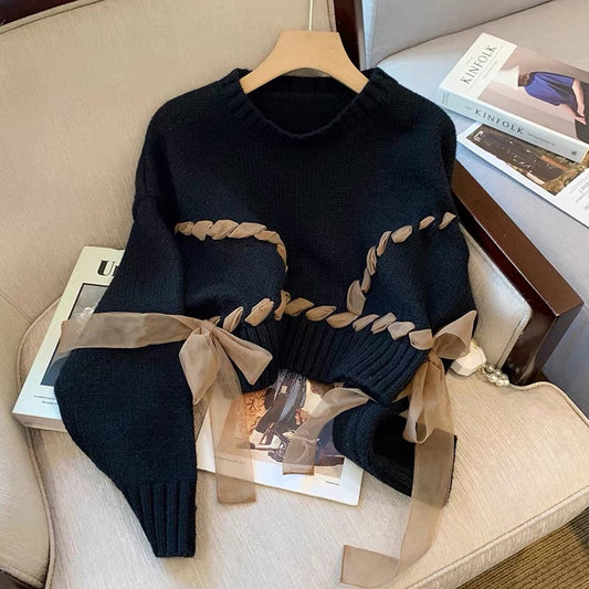 Retro Sweater Women's Spring and Autumn 2022 New Style Japanese Lazy Loose Small Short Knit Sweater