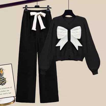 Salty and sweet little man autumn and winter suit 2022 new women's winter sweater wide-leg pants winter two-piece suit