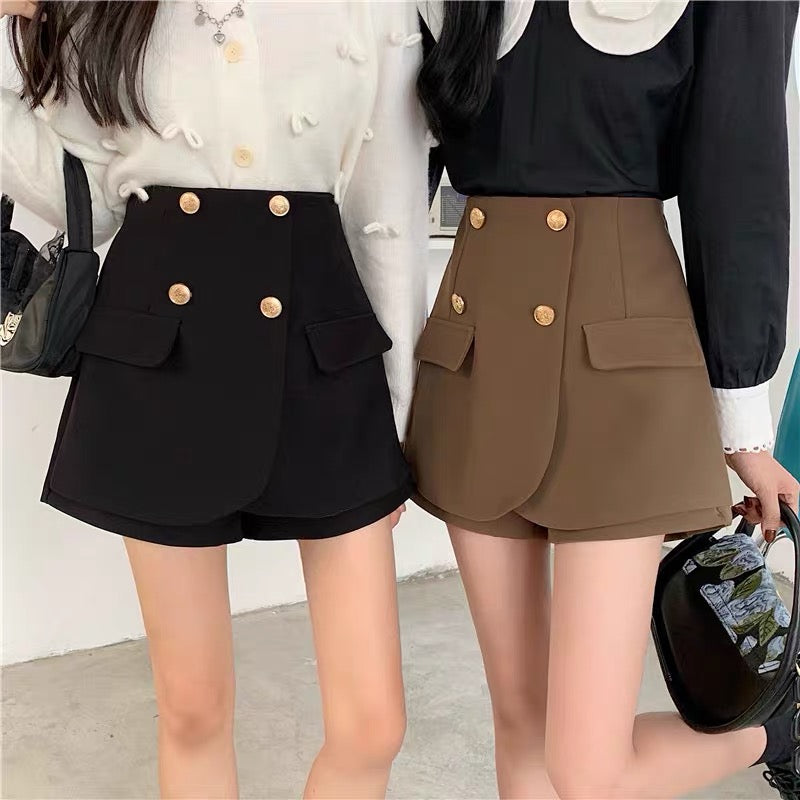Fat mm skirt pants women 2022 new Korean fashion a-line wide-leg shorts autumn and winter large size all-match suit pants