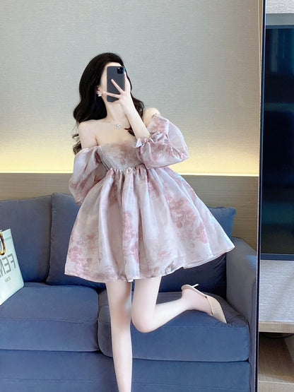 Sweet princess wind tutu skirt 2022 new temperament French retro niche waist a-line skirt dress female summer 2032