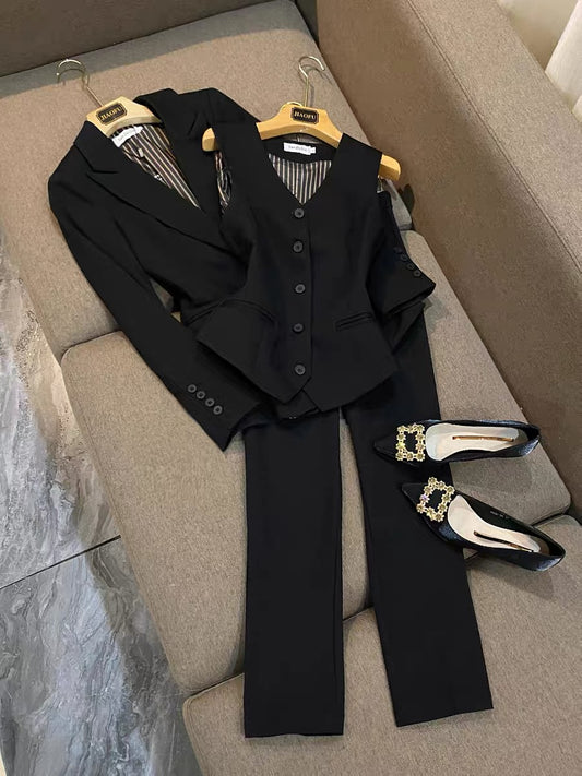 The new star with the same suit suit Korean version of the high-end British style casual summer suit three-piece suit for women