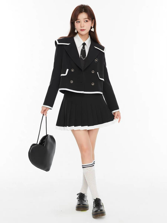 Fantu Xiaoxiangfeng detachable bow coat irregular suspenders 2022 autumn new noble two-piece women