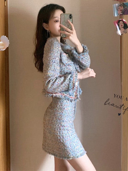 MUEL original small fragrance suit female autumn and winter 2022 new ladies fashion fashionable foreign style skirt two-piece set