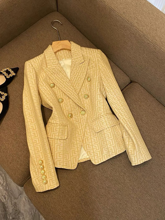 European goods Chunchun small niche design sense khaki Shenzhen high-end quality suit jacket female 6692 long sleeves.