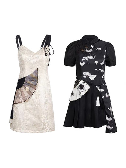 JZ Craftsman "Improved National Style Cheongsam" Dress 2022 Summer New Original Women's Sweet Suspender Skirt 1314