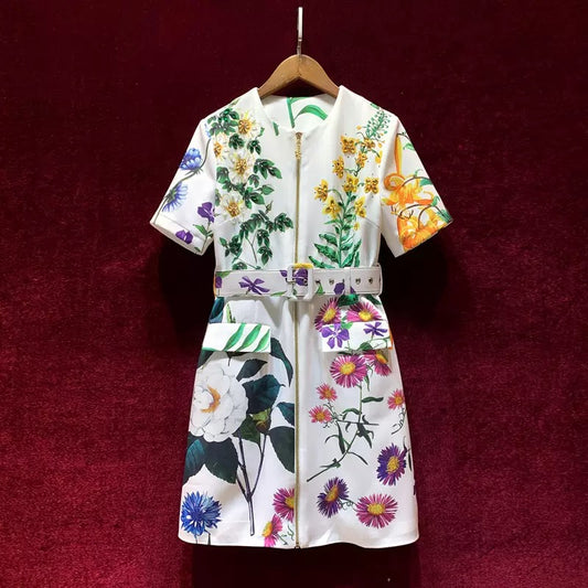 Celebrity temperament design sense niche color short-sleeved waist dress summer 2022 new French skirt Western style