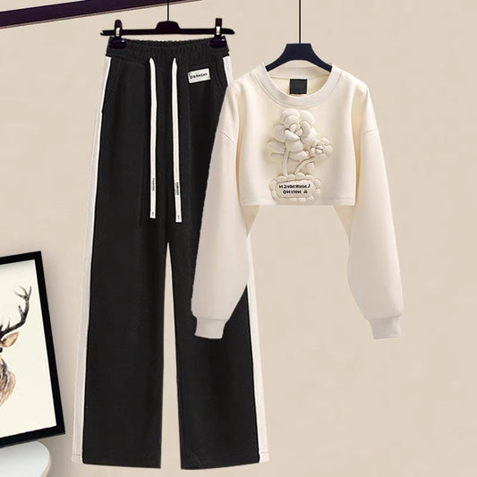 Autumn women's clothing small autumn clothing with a set of super hot sports suits early autumn short sweater casual pants women