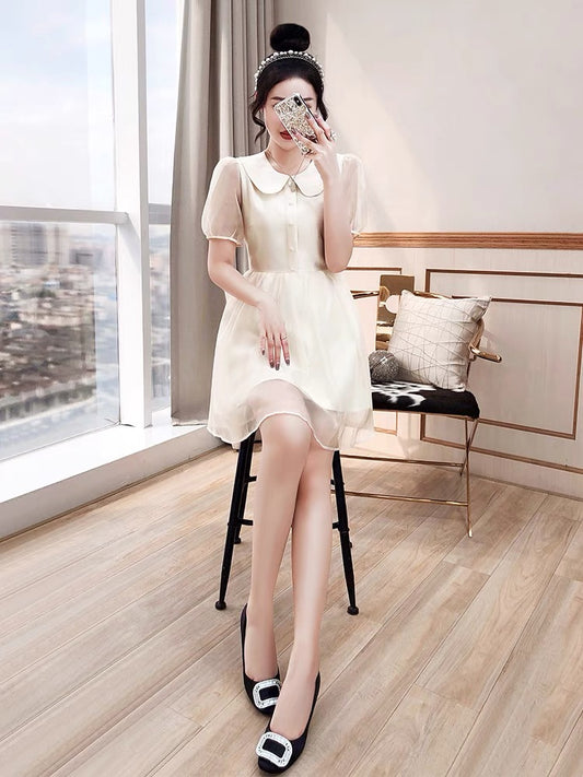 Milk sweet skirt gentle age-reducing women's clothing 2022 new summer dress fried street slim waist doll collar fairy dress