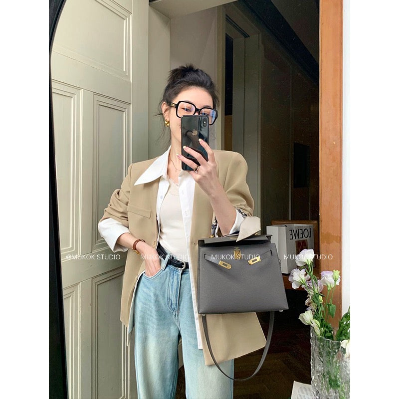MUKOK fake two-piece suit jacket women's 2023 spring new high-end design sense all-match temperament short jacket