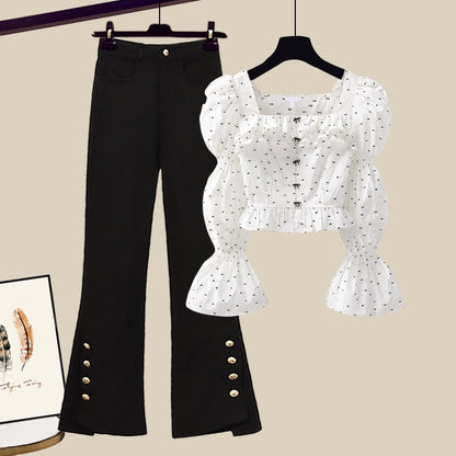 Milky style wears early spring outfits, hot girls wear a whole suit, women's spring sweet and light luxury two-piece trousers