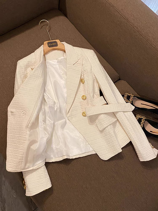 Fried street high-end design sense niche belt European goods light luxury suit jacket women's suit small fragrance Balmain