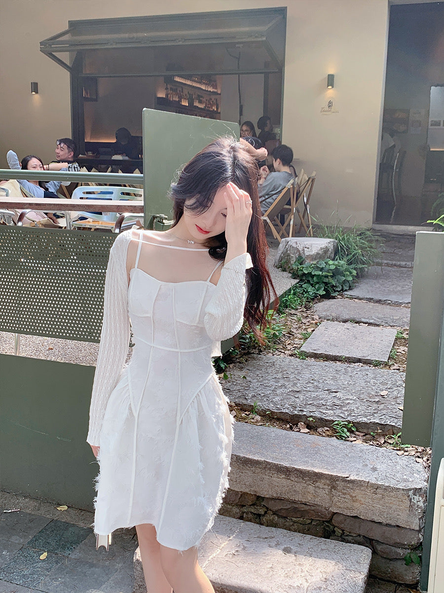ByYou Summer New White Suspender Dress Feminine Waist Slim