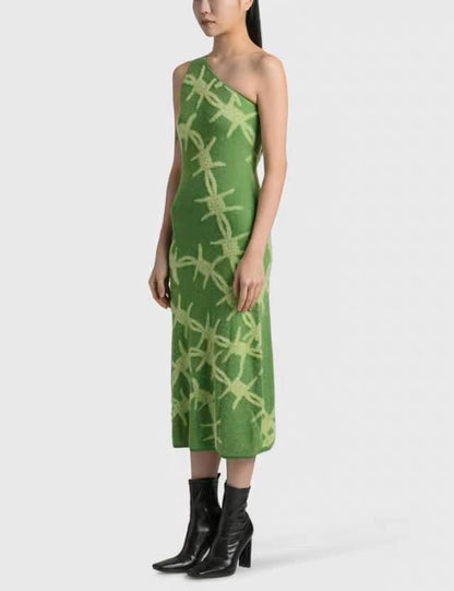 Turn up/Chen legs pure desire hot girl hanging neck dress female spring and autumn open back waist sexy long skirt ins