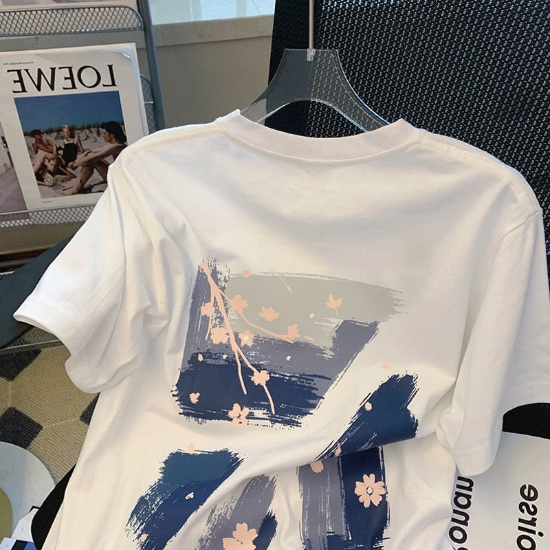 White short-sleeved t-shirt women's summer design sense niche loose cotton Korean version with foreign style chic top ins tide