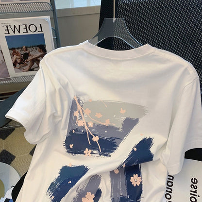 White short-sleeved t-shirt women's summer design sense niche loose cotton Korean version with foreign style chic top ins tide