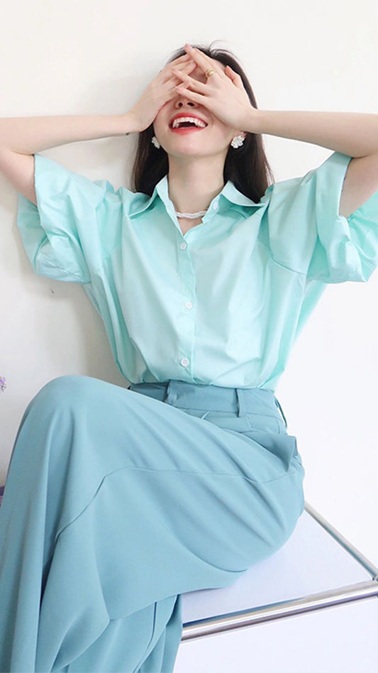 Summer 2023 new women's salt style light cooked style tea style wear a complete set with milk style high-end top suit