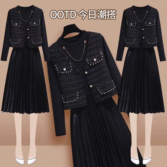 Xiaoxiangfeng vest dress women's autumn 2022 early autumn new high-end bottoming skirt two-piece suit
