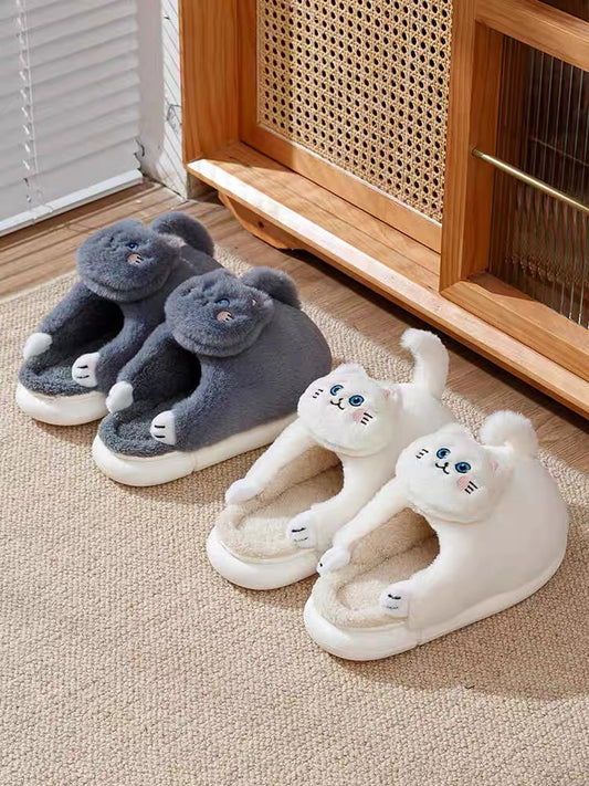 Cotton slippers ladies winter home indoor home cute plush warm thick bottom non-slip confinement shoes autumn and winter