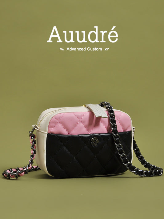 Auudre light luxury hit color rhombic small square bag high-end niche chain bag women 2023 new one-shoulder Messenger bag