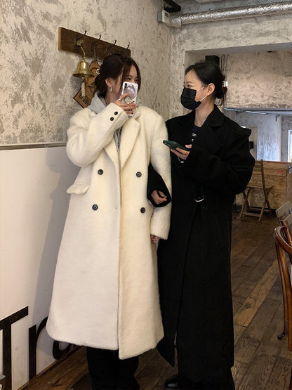 Red man's woolen white coat women's autumn and winter thickened Korean high-end winter clothing rich family's daughter woolen coat
